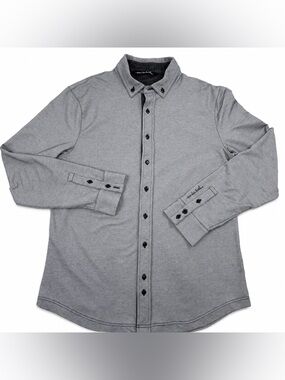 Travis Matthew Long Sleeve Knit Mens Shirt Sz Large Button-down Collared Gray